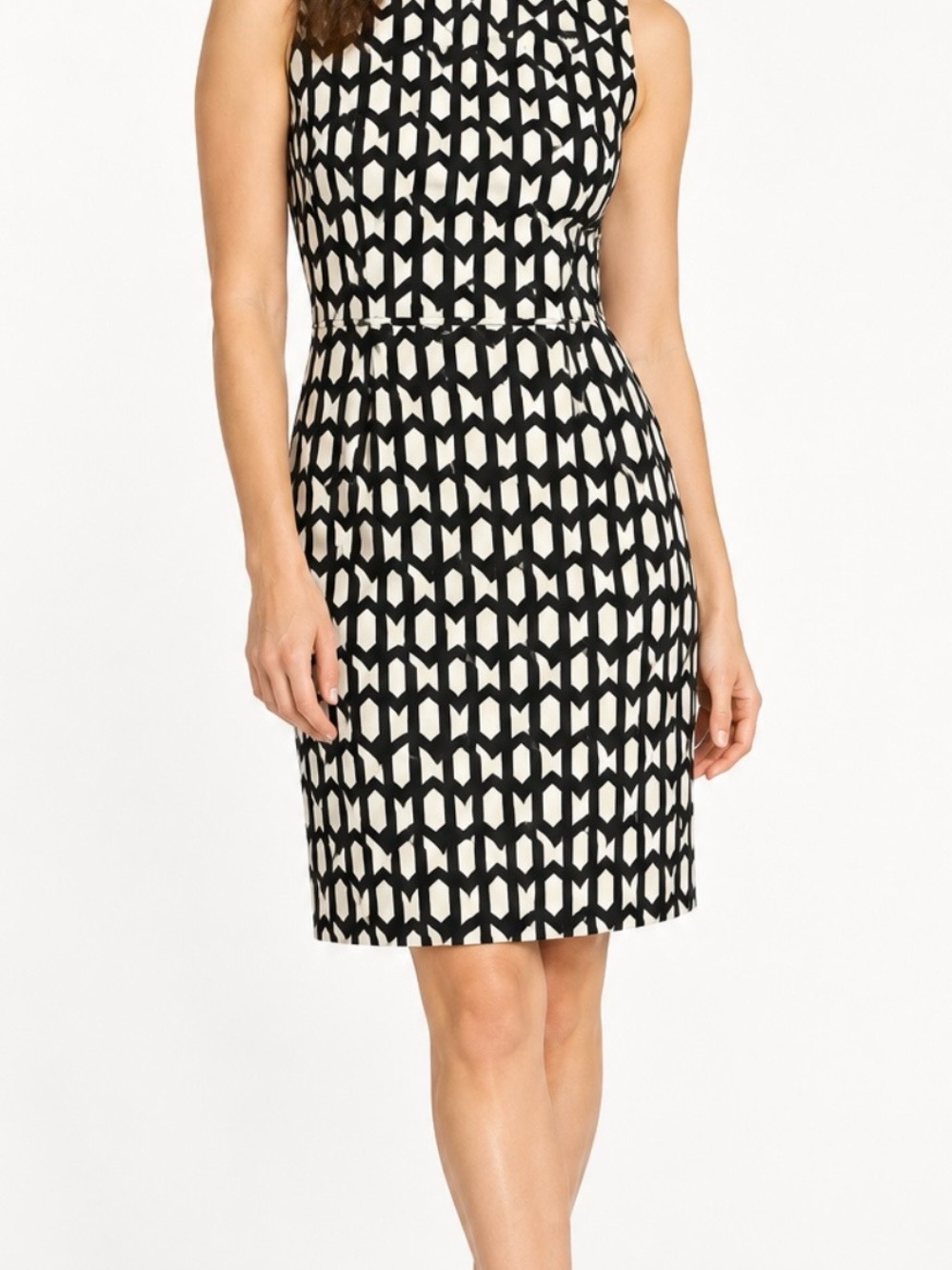 J Crew Black and Ivory Geometric Print Dress size 6
